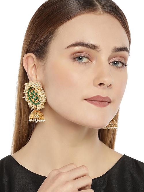 gold zinc jhumka earring - 15680532 - Standard Image - 1
