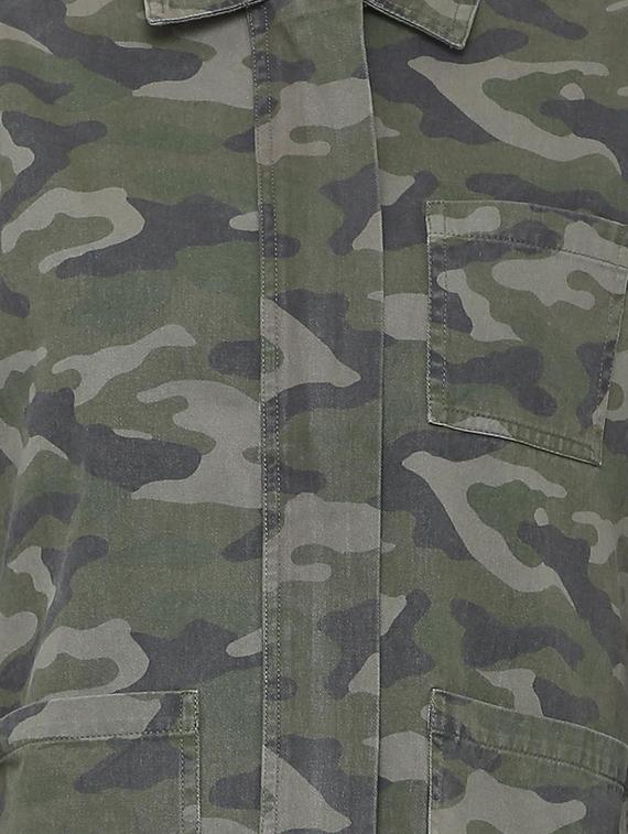 slogan print pocket patch military jacket - 15680682 - Zoom Image - 4