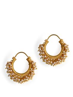 Gold plated silver hoops with fresh water pearls - Posy Samriddh