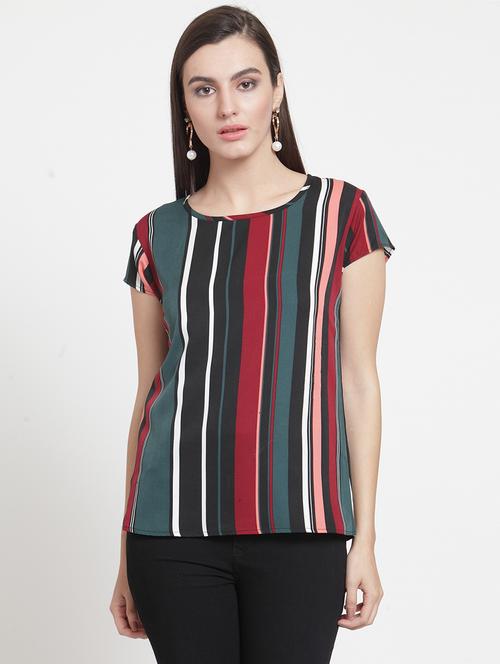 striped cap sleeved top - 15692805 - Standard Image - 1