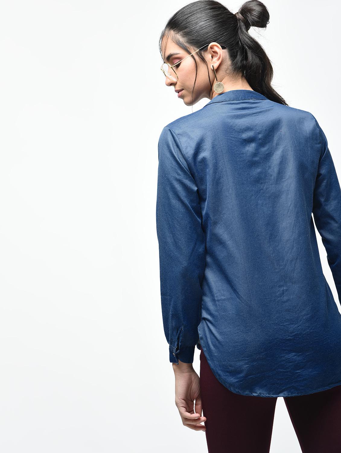 mandarin neck pocket patch shirt - 15692916 - Zoom Image - 4
