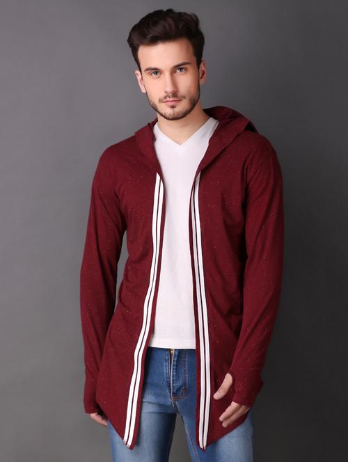 maroon cotton shrug - 15693211 - Standard Image - 1
