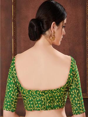 checkered yellow printed saree with blouse - 15693882 - Standard Image - 4