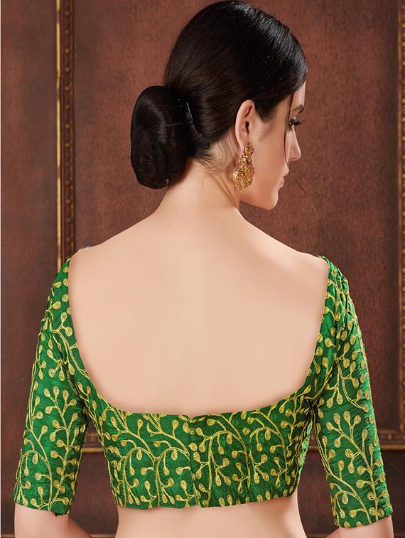 checkered yellow printed saree with blouse - 15693882 - Zoom Image - 4
