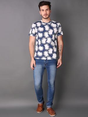 navy blue cotton all over print t-shirt - 15695195 - Standard Image - 4
