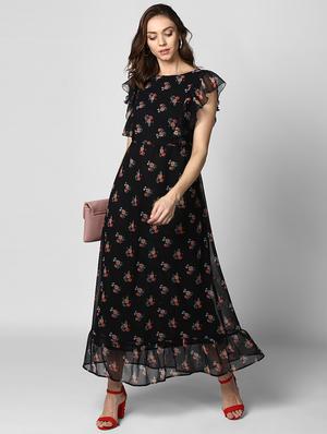 boat neck floral maxi dress - 15695668 - Standard Image - 4