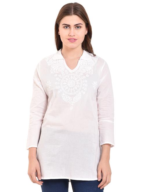embroidered straight kurti - 15696103 - Standard Image - 1