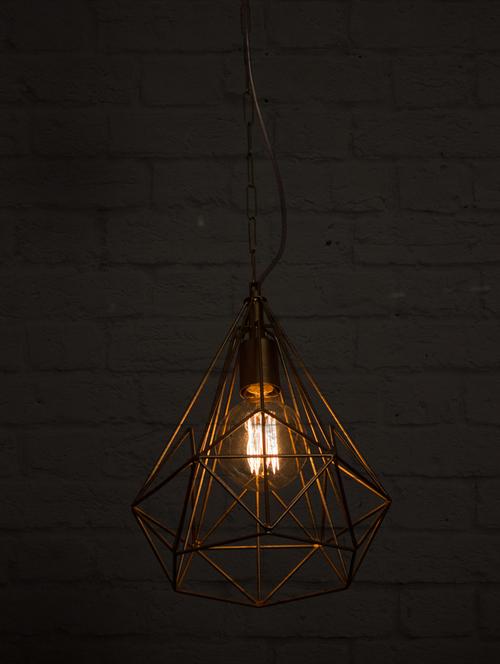 wire cage diamond golden pendant light - 15697148 - Very Small Image - 1