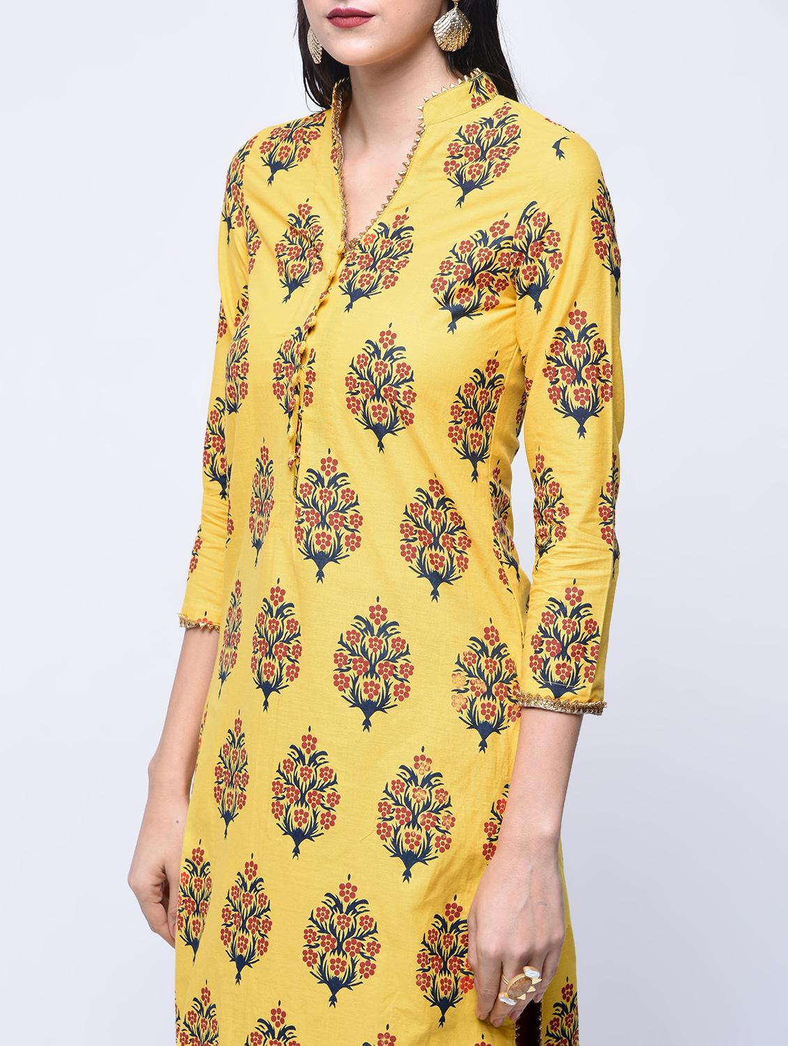 gota patti kurta with burgundy palazzo set - 15697548 - Zoom Image - 4