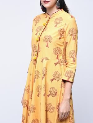 flared printed kurta with tassels - 15697676 - Standard Image - 4