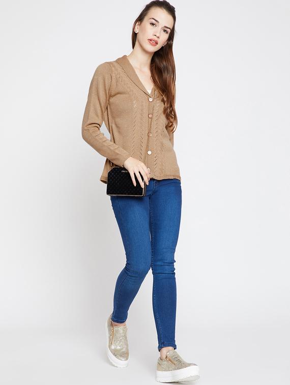 Pointelle knit woolen cardigan - 15697797 - Zoom Image - 4