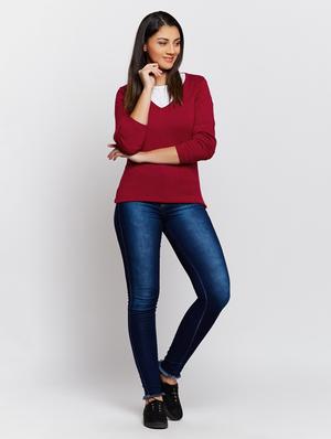 Raspberry red woolen pullover - 15697930 - Standard Image - 4