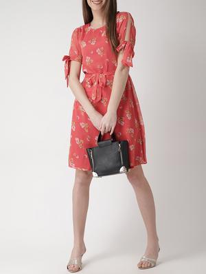 floral knot detail sleeved dress - 15698690 - Standard Image - 4