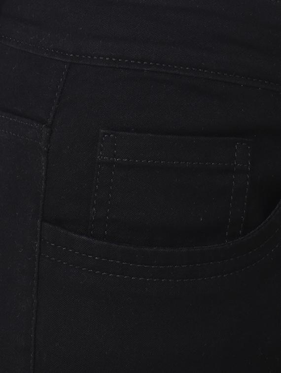 black cotton blend slash knee jeans - 15700078 - Zoom Image - 4