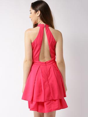 cut out back layered pleated dress - 15700085 - Standard Image - 4