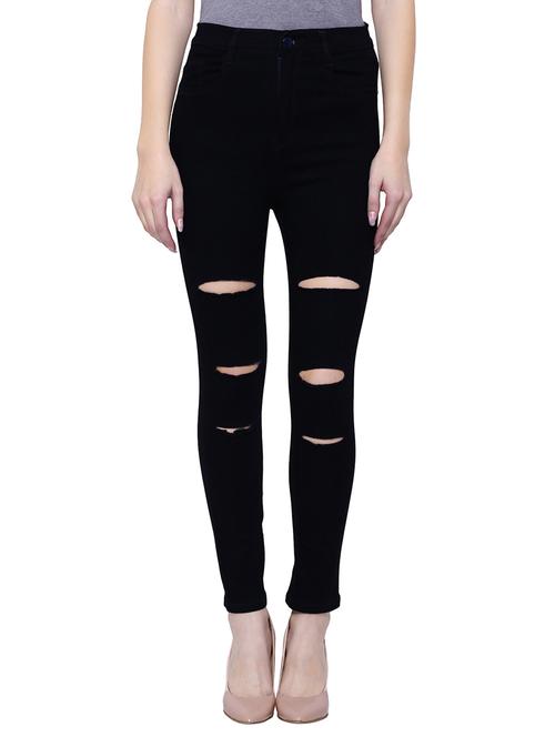 ladder ripped mid rise jeans - 15701244 - Standard Image - 1