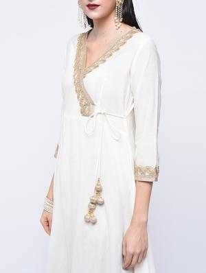 gotta work angrakha kurta with tassels - 15701750 - Standard Image - 4