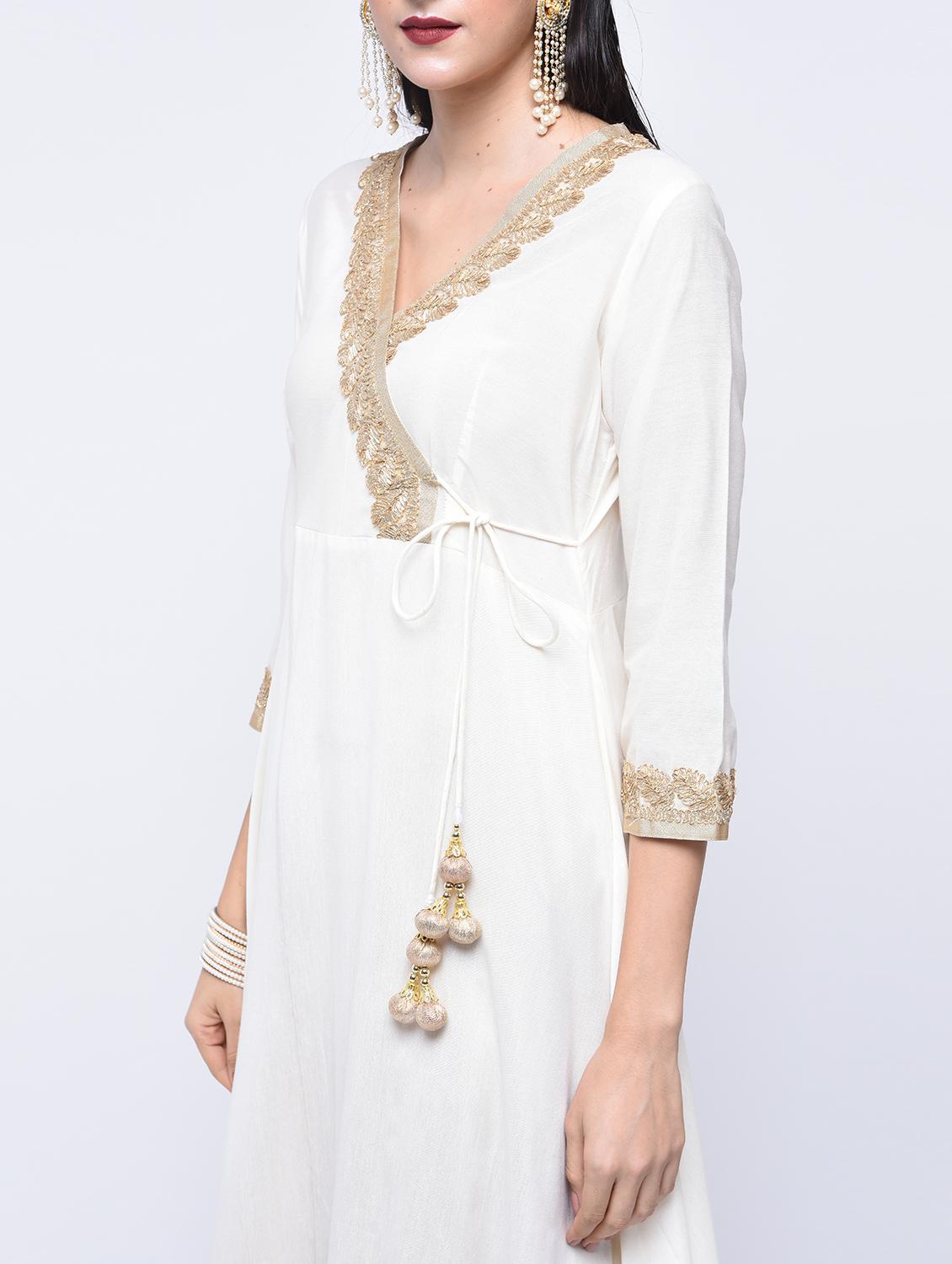 gotta work angrakha kurta with tassels - 15701750 - Zoom Image - 4