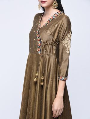 embroidered angrakha kurta - 15701754 - Standard Image - 4