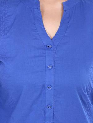 Blue straight kurti - 15702194 - Standard Image - 4