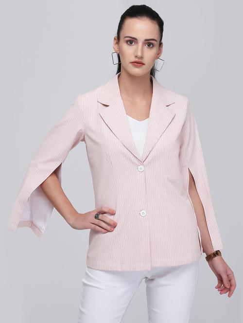 slit sleeved striped blazer - 15706667 - Standard Image - 1