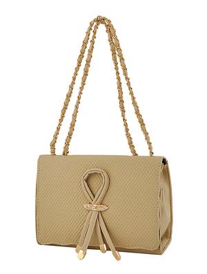 beige leatherette (pu) combo handbag - 15707076 - Standard Image - 4