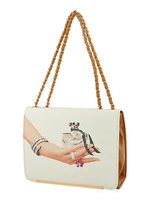 white leatherette (pu) combo handbag - 15707082 - Standard Image - 4