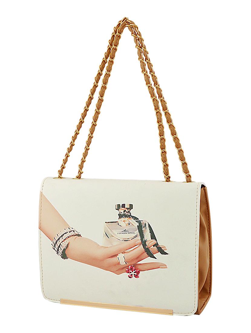 white leatherette (pu) combo handbag - 15707082 - Zoom Image - 4