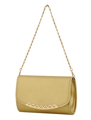 gold leatherette (pu) regular sling bag - 15707116 - Standard Image - 4
