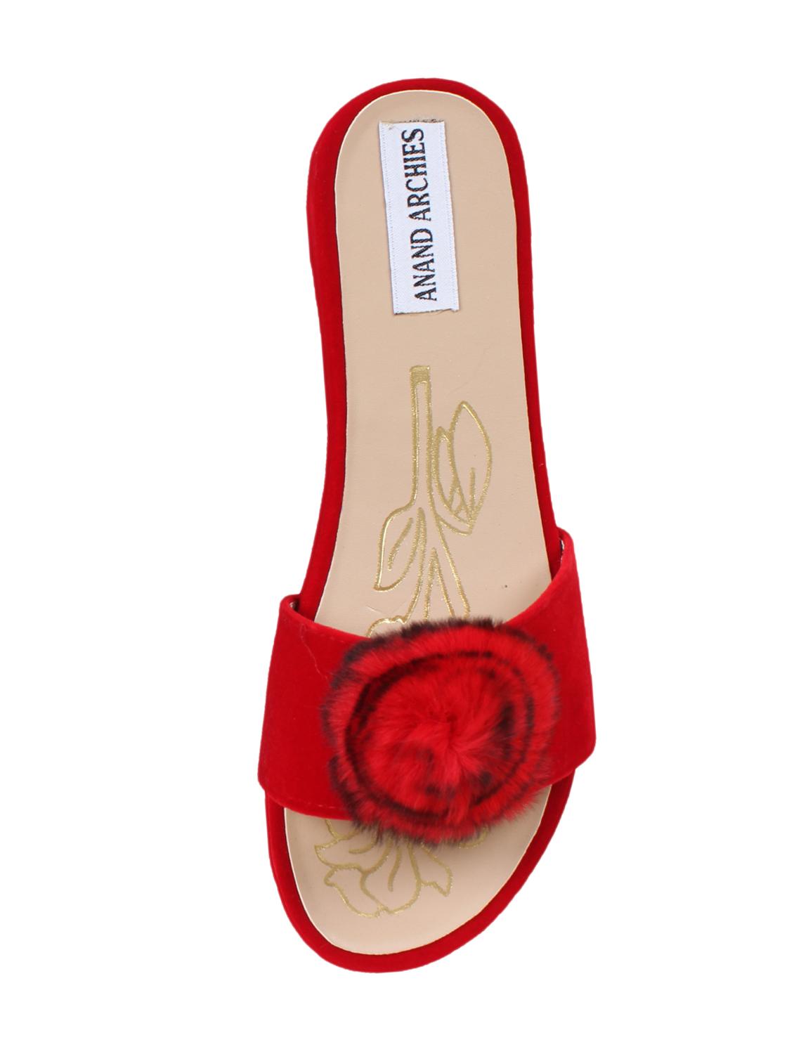 red faux leather slip on sandals - 15708817 - Zoom Image - 4