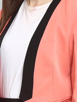 Contrast collar casual blazer - 15709413 - Standard Image - 4
