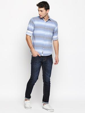 blue cotton casual shirt - 15710127 - Standard Image - 4