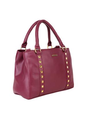 maroon leatherette (pu) regular handbag - 15710350 - Standard Image - 4