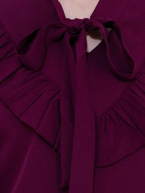 frill detail tie up neck top - 15711118 - Standard Image - 4