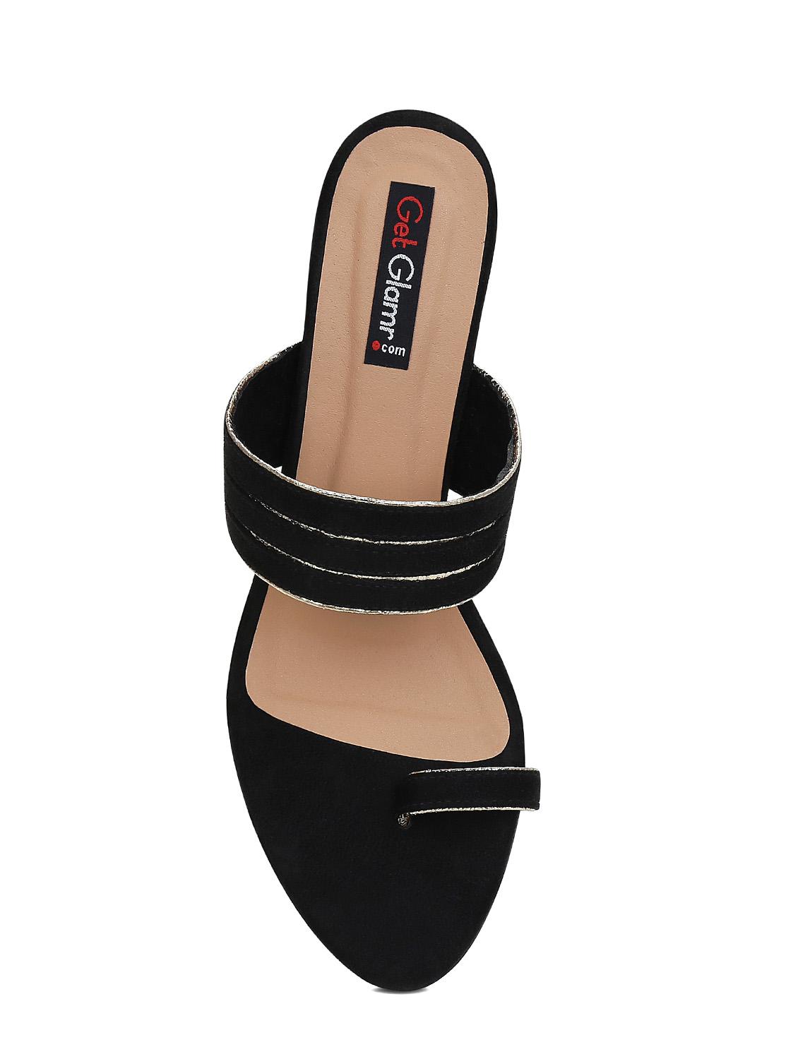 black faux leather one toe sandals - 15713344 - Zoom Image - 4