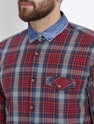 red cotton casual shirt - 15713423 - Standard Image - 4