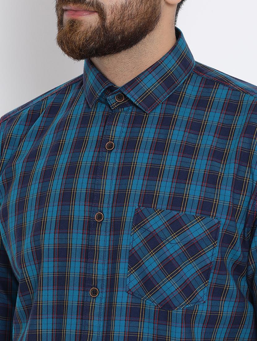 blue cotton casual shirt - 15713432 - Zoom Image - 4