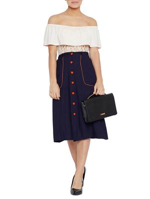 contrast button detail skirt - 15713595 - Standard Image - 4