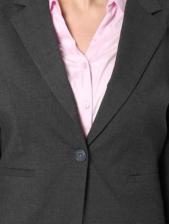 charcoal grey back slit formal blazer - 15714023 - Zoom Image - 4