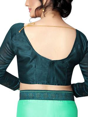 embellished pallu bordered saree with blouse - 15718116 - Standard Image - 4