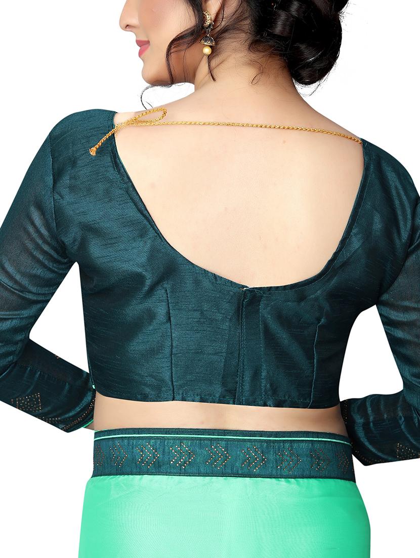 embellished pallu bordered saree with blouse - 15718116 - Zoom Image - 4