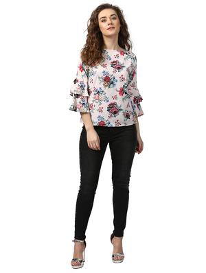 tiered bell sleeved floral top - 15721165 - Standard Image - 4