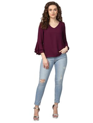 tiered bell sleeved v-neck top - 15721195 - Standard Image - 4