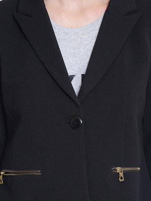 zipper detail solid blazer - 15721748 - Standard Image - 4