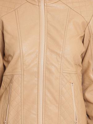turtle neck leather jacket - 15721755 - Standard Image - 4