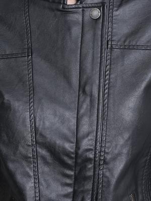 concealed placket leather jacket - 15721757 - Standard Image - 4