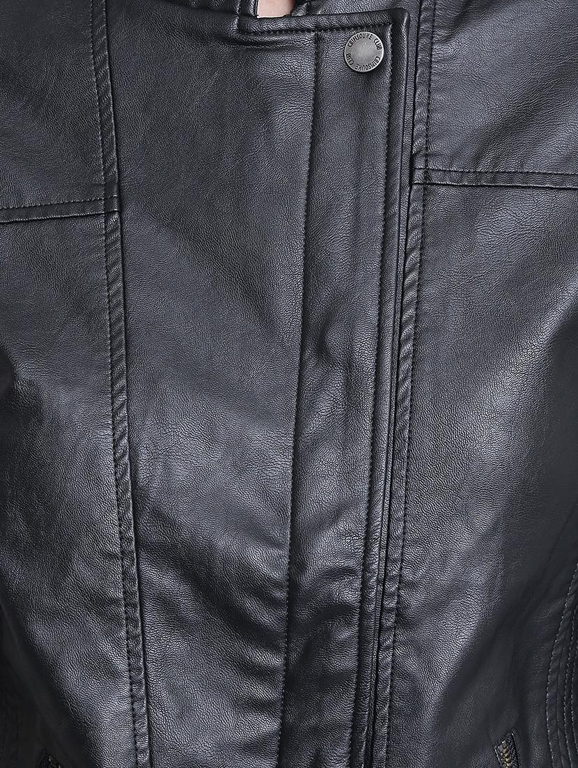 concealed placket leather jacket - 15721757 - Zoom Image - 4