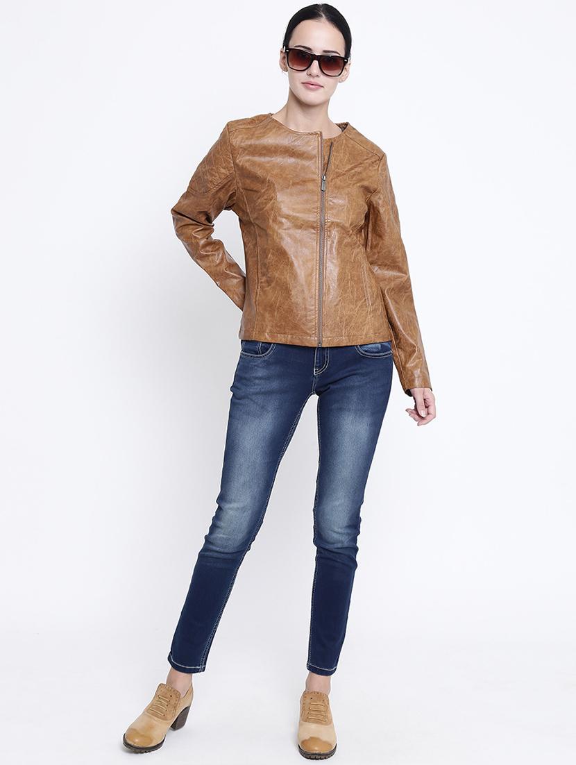 zipper detail leather jacket - 15721763 - Zoom Image - 4