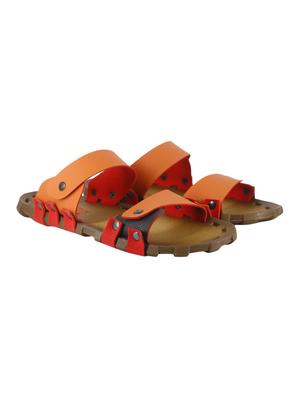 orange leatherette slip on slippers - 15722392 - Standard Image - 4