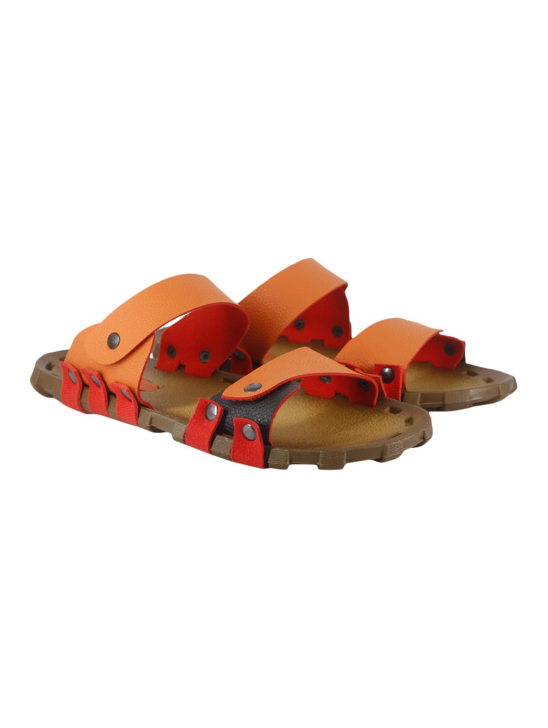 orange leatherette slip on slippers - 15722392 - Zoom Image - 4